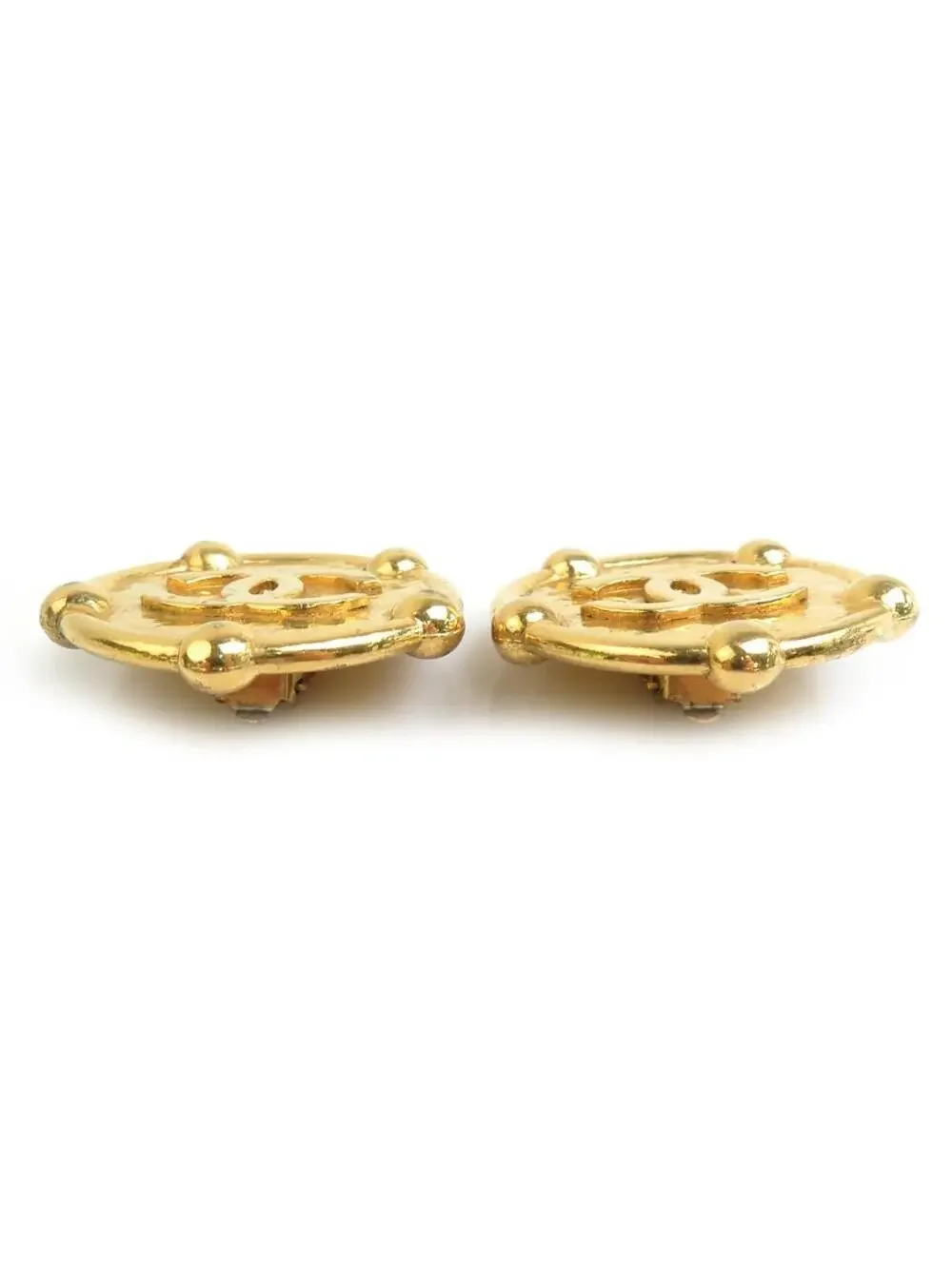 Auth Chanel Cc Logo Clip On Earrings #303014C32B